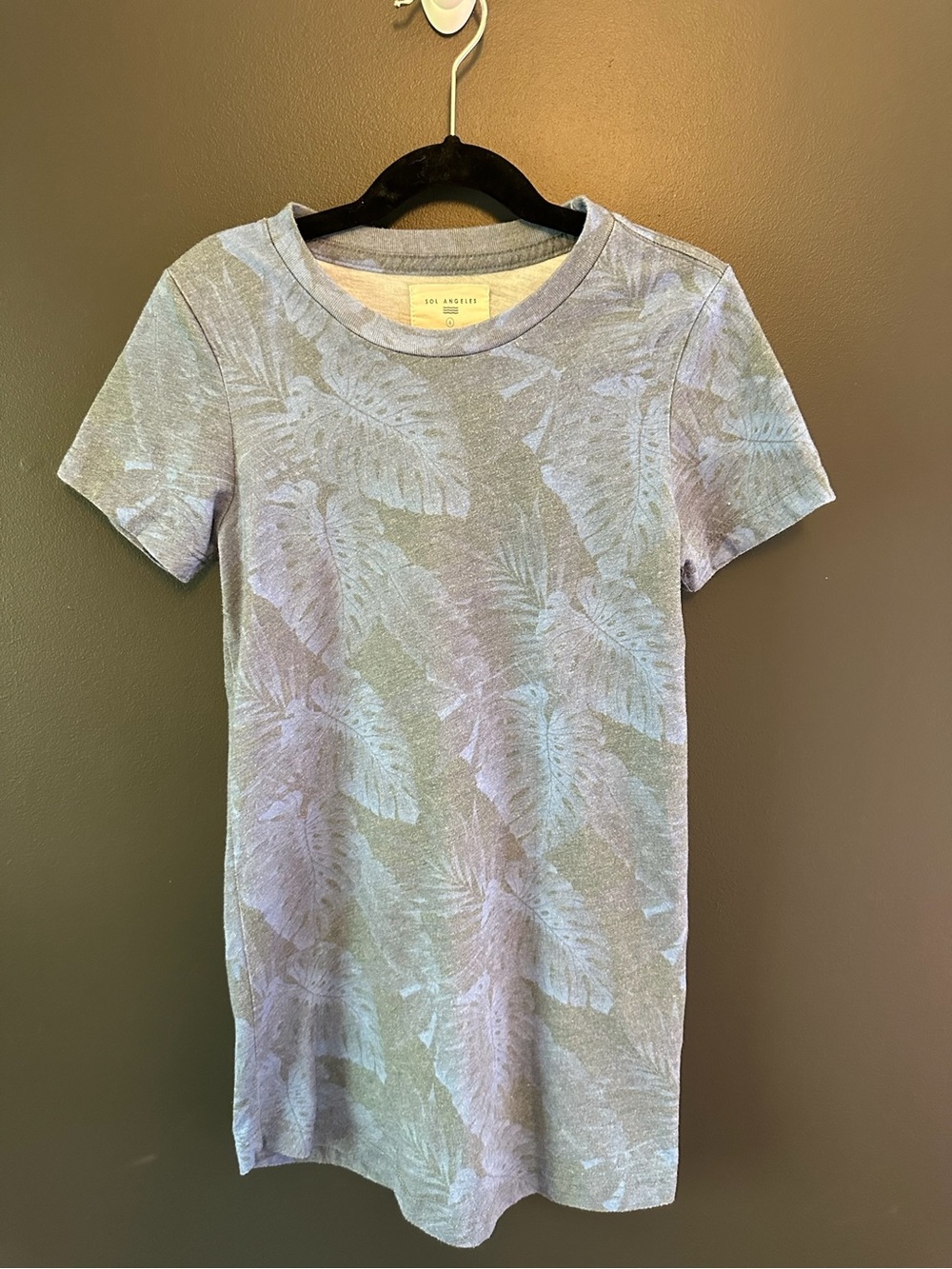 Sol Angeles Kids Dress in Light Blue and Lavender Leaf Print